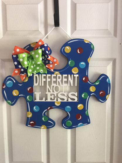 Autism Sign, Door Hanger, Wall Decor, Personalized Gifts, Wreath, Welcome Sign, Puzzles