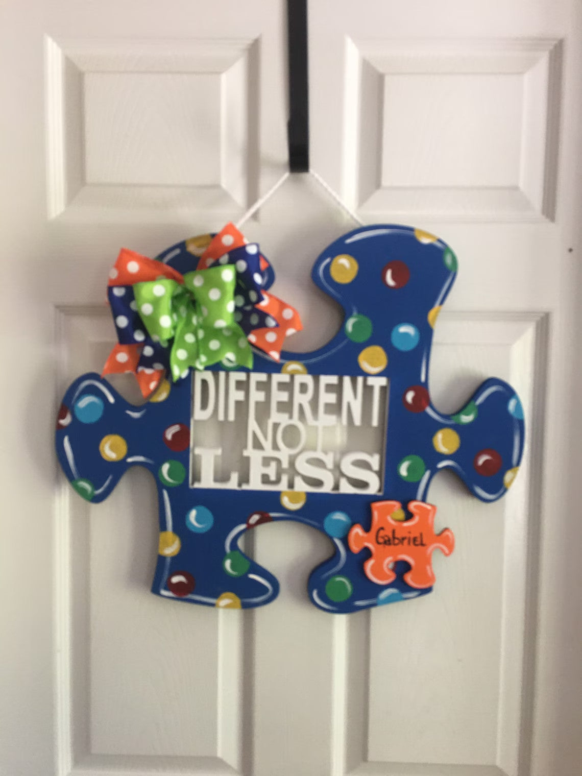 Autism Sign, Door Hanger, Wall Decor, Personalized Gifts, Wreath, Welcome Sign, Puzzles