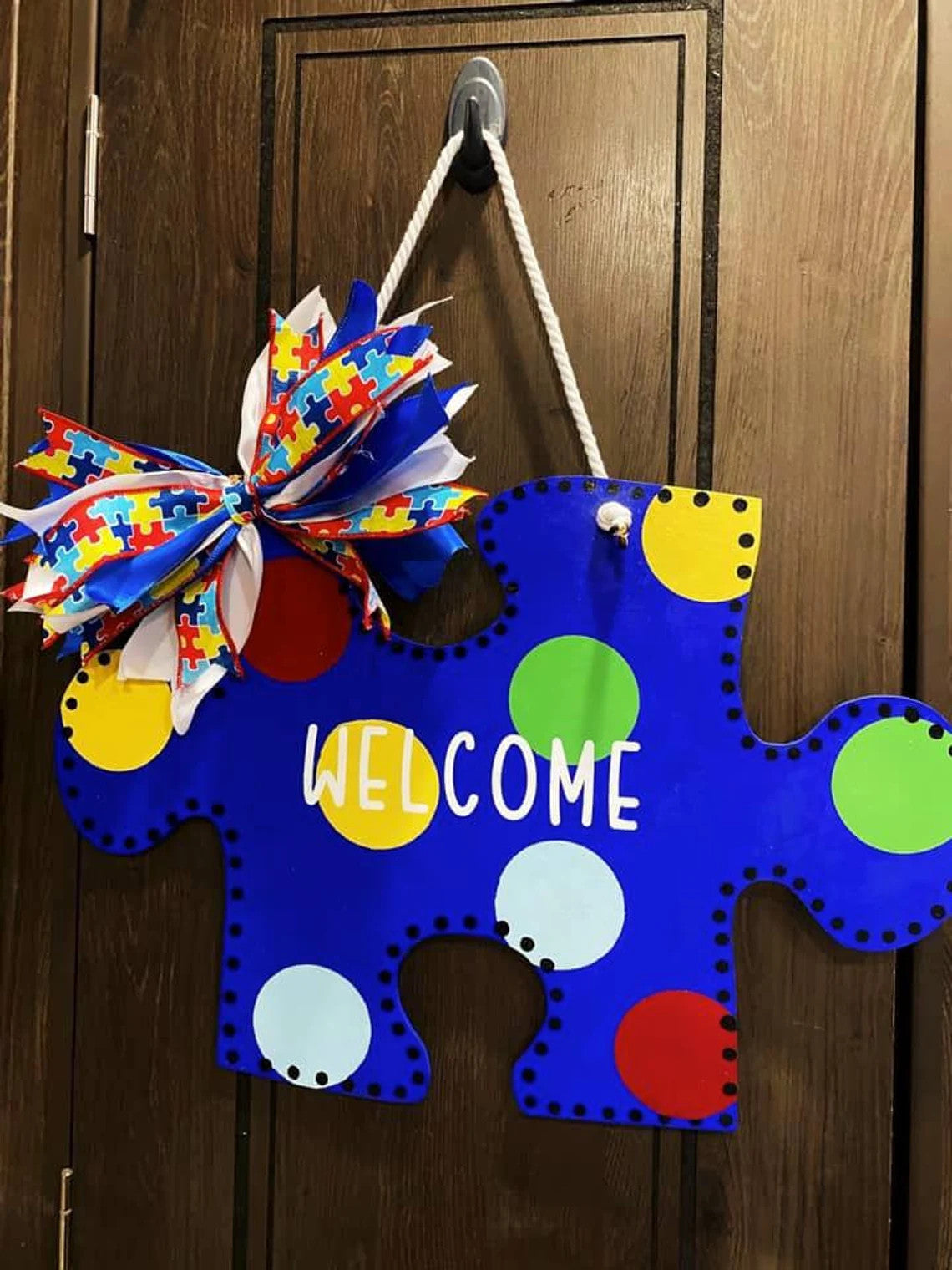 Autism Awareness Door Hanger, Autism Door Hanger, Puzzle Piece Autism Awareness, Door Decor