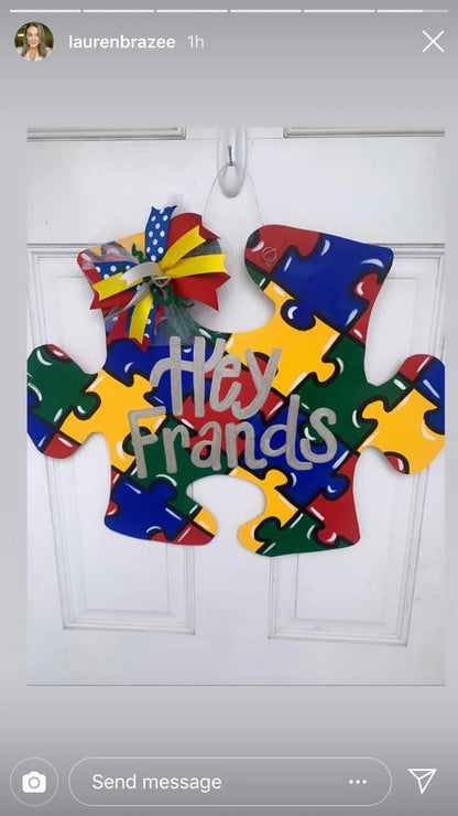 Autism Puzzle Piece Door Hanger | Autism Mom | Every Piece Belongs | Love | Awareness | Acceptance