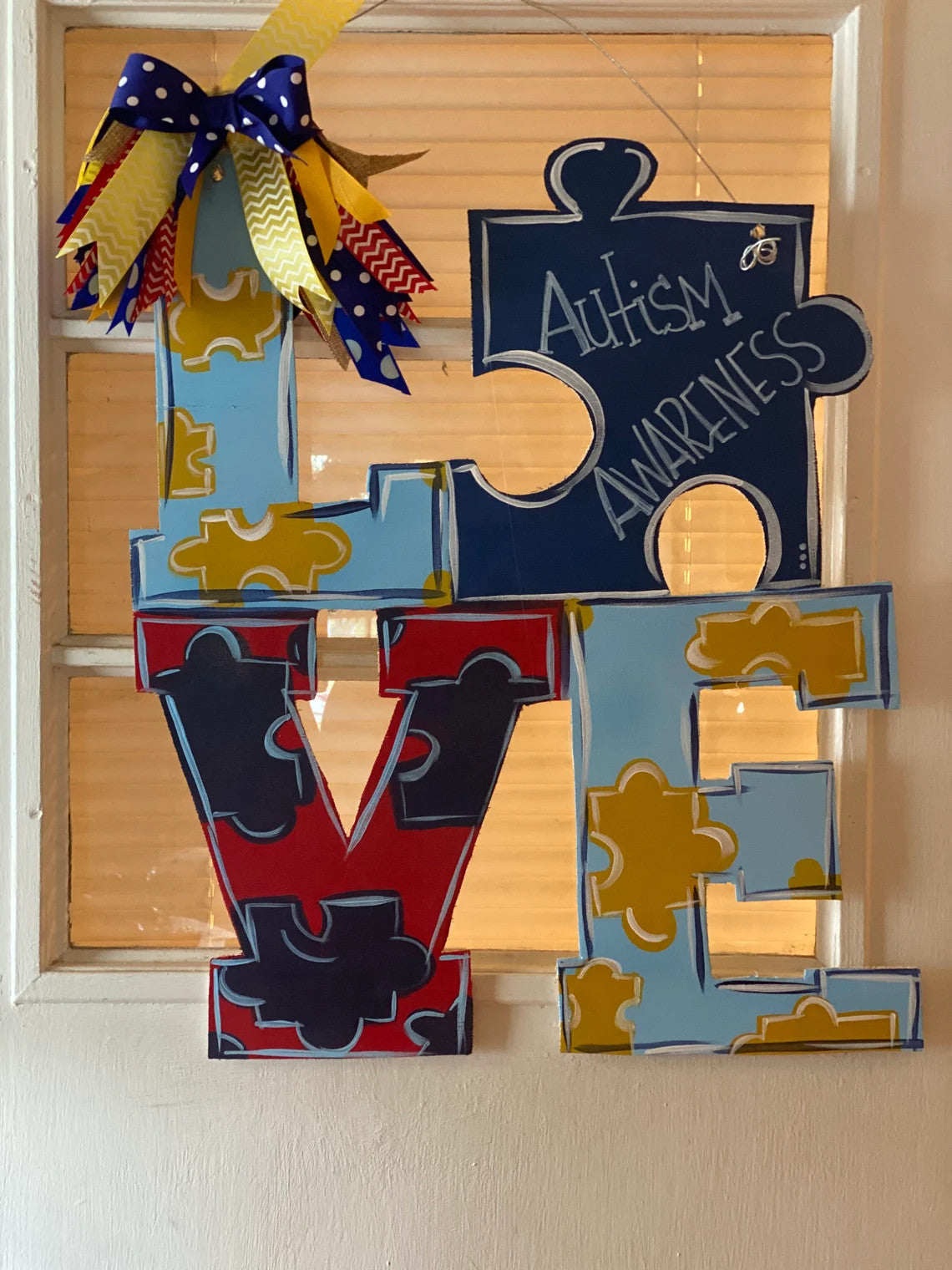 Autism Sign, Door Hanger, Wall Decor, Wreath, Love Sign, Puzzles