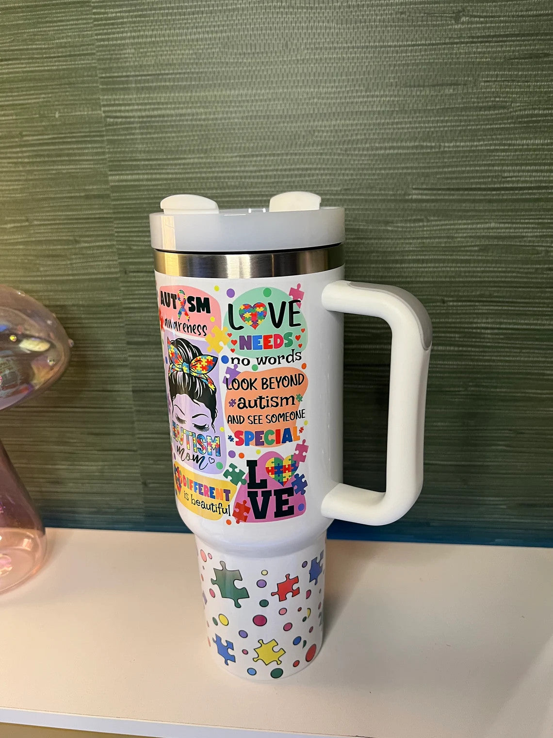 Autism Mom Tumbler 40oz, Be Kind, Different Is Beautiful