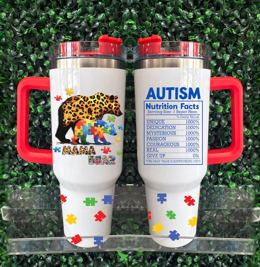 Autism Awareness Mug, Autism Mama 40oz Tumbler, Gift for Autism Mom Insulated Mug, Autism Awareness Month,