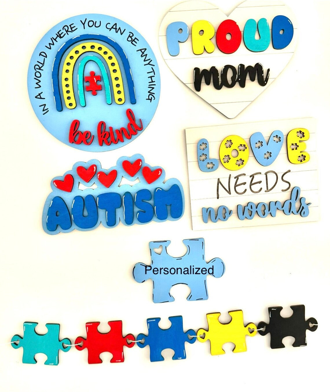 Autism Awareness Tiered Tray, Autism, Tiered Tray Decor, Autism Signs, Autism Decor, Autism Gift, Puzzle, Puzzle Piece, Home Decor