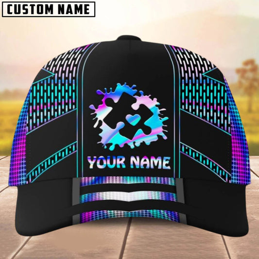 Personalized Name Autism Baseball Cap, Autism Puzzle Hat, Autism Warrior Cap, gifts for Autism Dad, Fighting For My Son, Grandson, Daughter