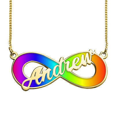 Personalized Autism Awareness Enameled Name Necklace with Chain