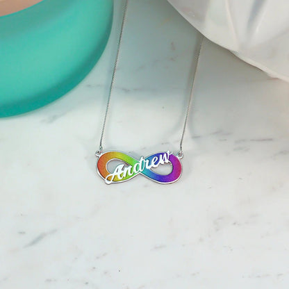 Personalized Autism Awareness Enameled Name Necklace with Chain