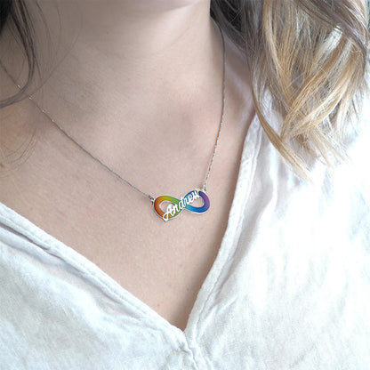 Personalized Autism Awareness Enameled Name Necklace with Chain