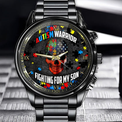 Personalized Autism Awareness Watch, Autism Warrior Watch, Fighting For My Son, Grandson, Daughter, gift for Autism Dad, Autism Puzzle Watch