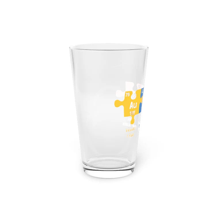 Beer Glass Pint 16oz Autism Awareness Puzzle Periodic Elements Autistic Behavior