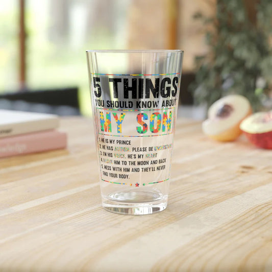 Beer Glass Pint 16oz Hilarious Autism Awareness Disorders Sympathy Motivational Hilarous