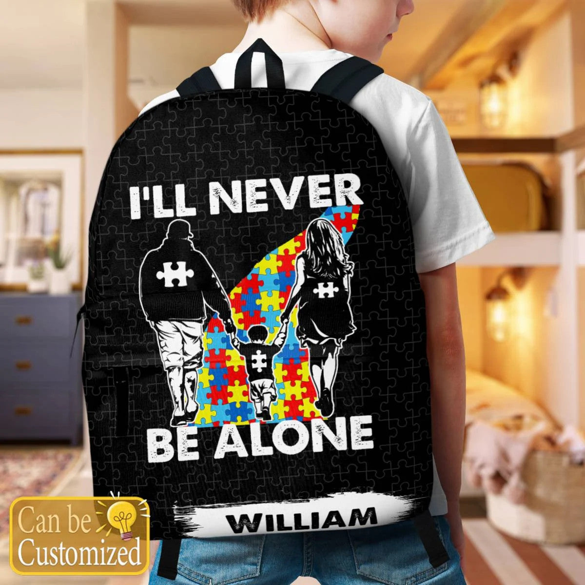 Personalized Autism Backpack : I'll Never Be Alone ( Family )