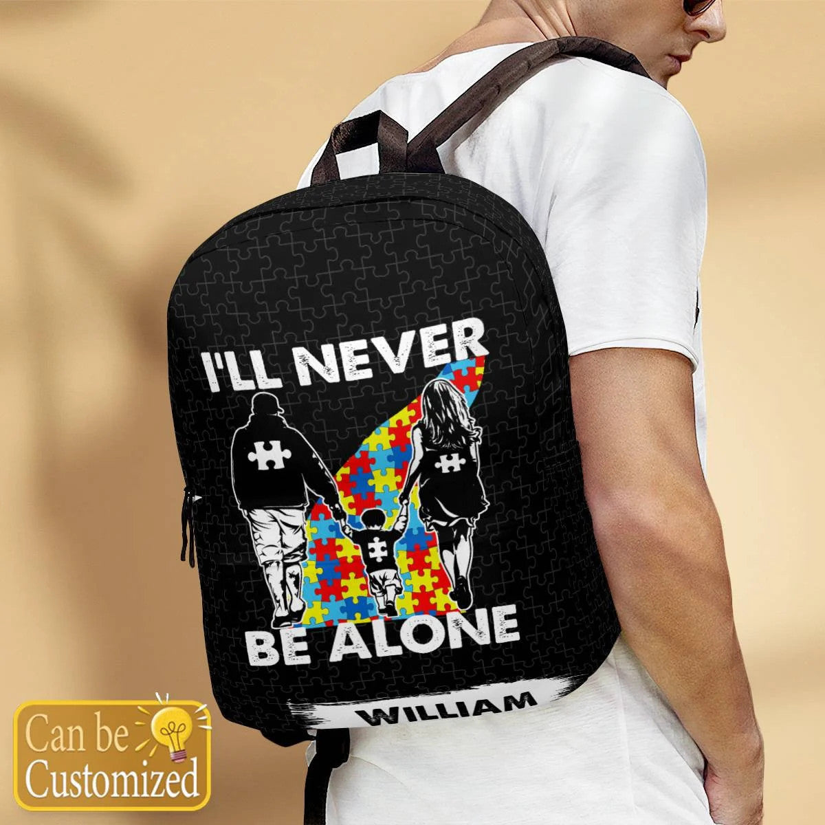 Personalized Autism Backpack : I'll Never Be Alone ( Family )