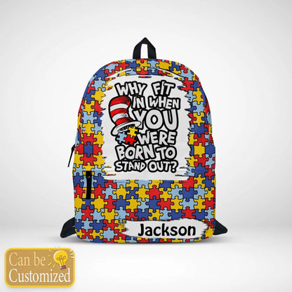 Personalized Autism Backpack : Why fit in when you are born to stand out