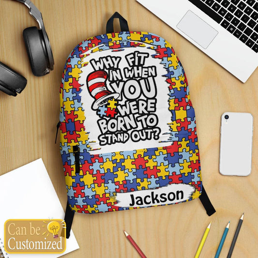 Personalized Autism Backpack : Why fit in when you are born to stand out