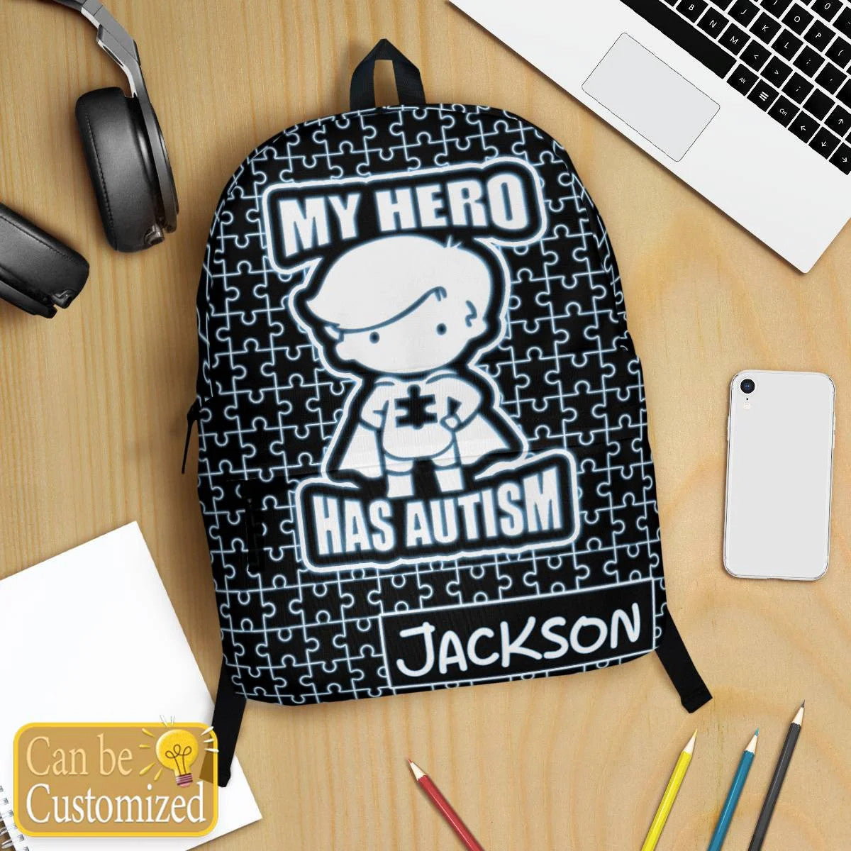 Personalized Autism Backpack : My Hero Has Autism