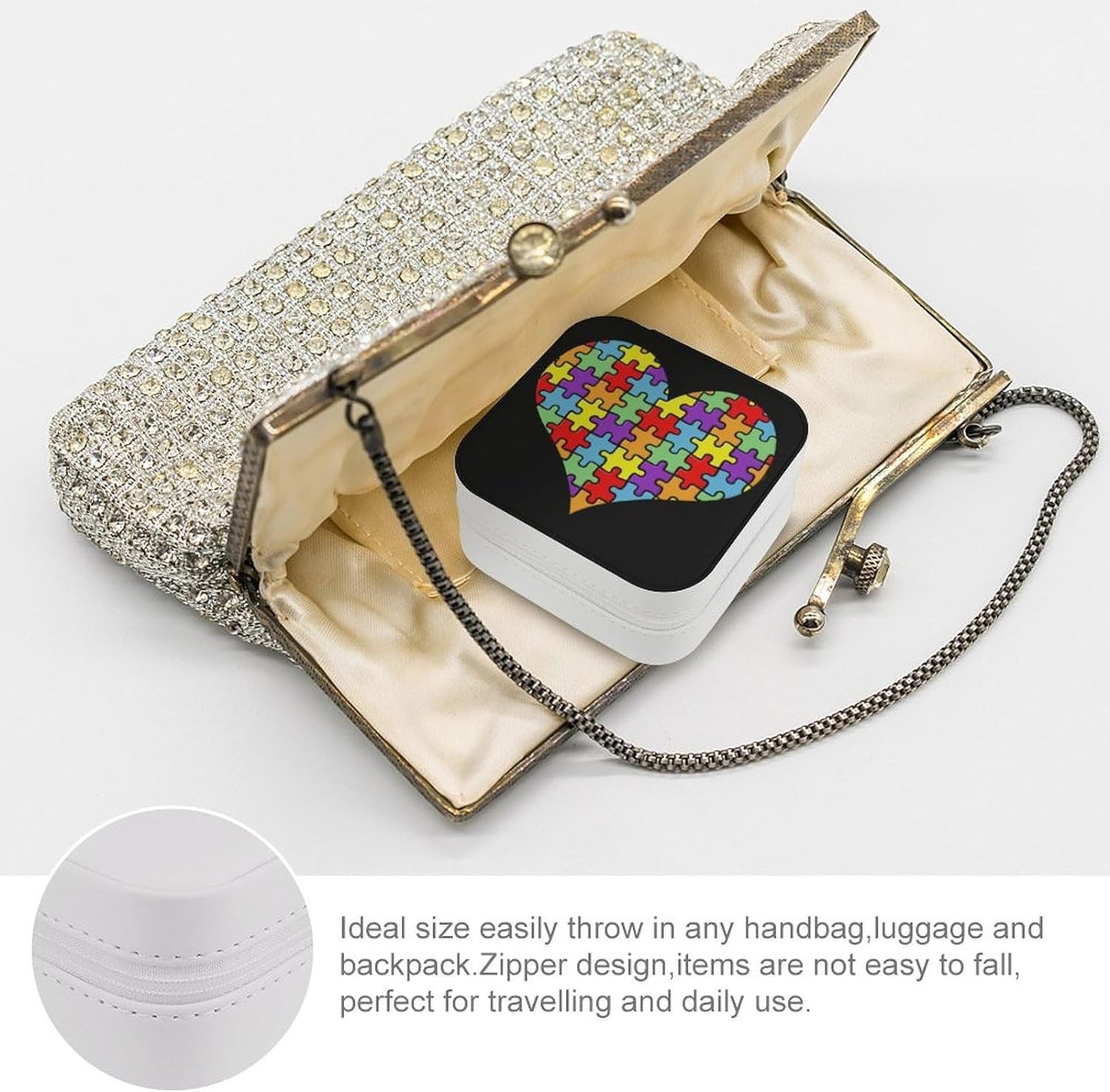 Autism Awareness Heart Travel Jewelry Box