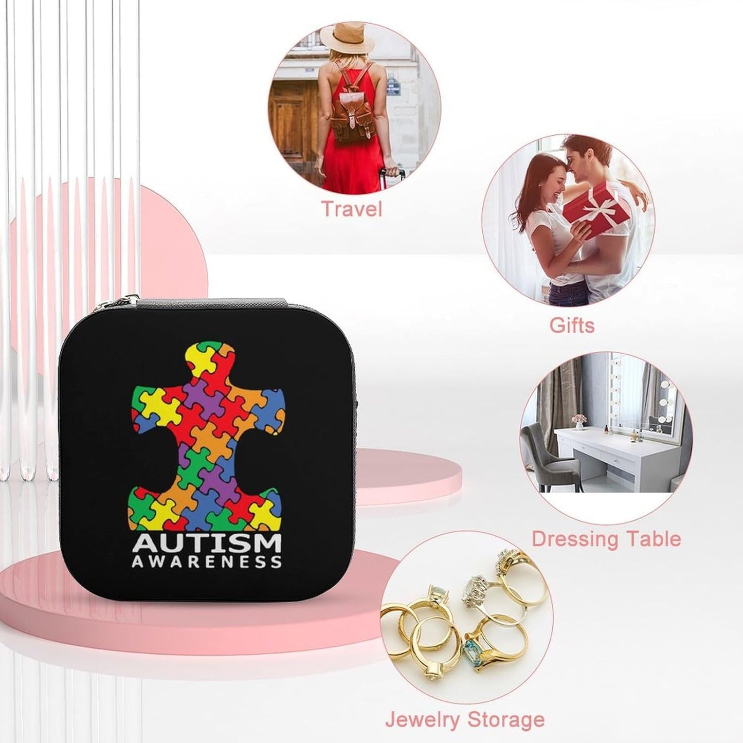 Autism Awareness Puzzle Piece Jewelry Organizer Box