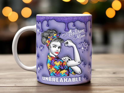 3D Autism Mom Unbreakable Inflated Mug Wrap