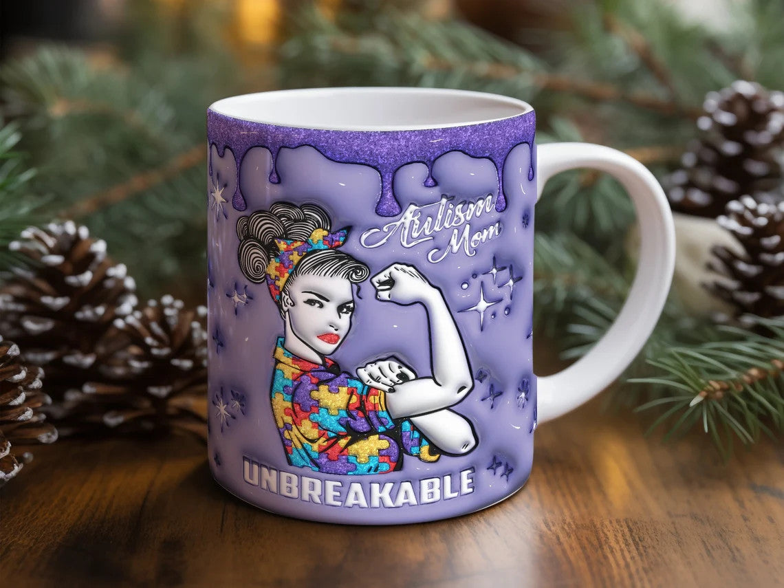 3D Autism Mom Unbreakable Inflated Mug Wrap