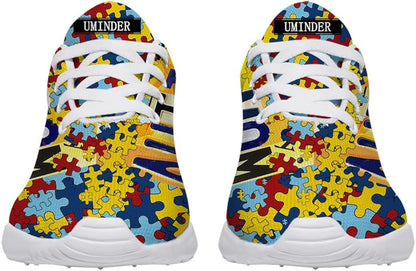 Personalized Autism Awareness Puzzle Shoes Yellow Lightweight Autism Mom Sneakers