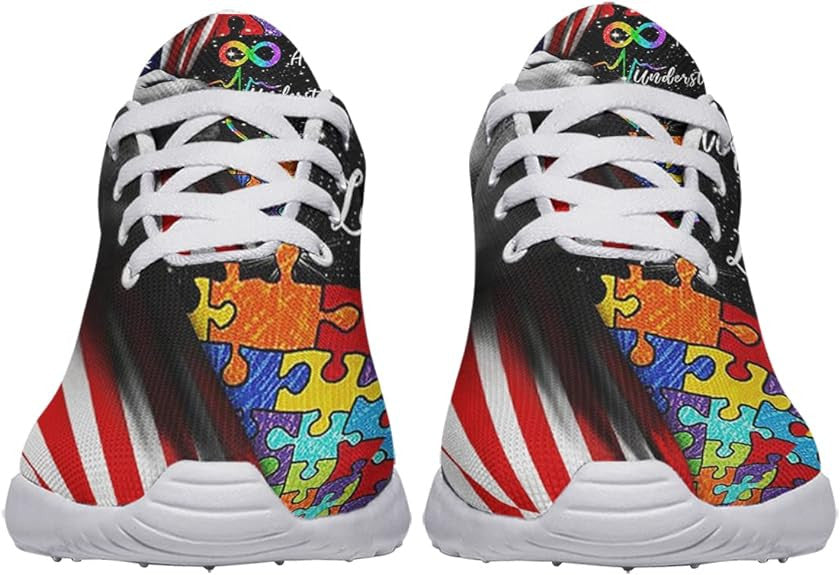 Autism Awareness Accept Understand Love White Flag Lightweight Sneakers