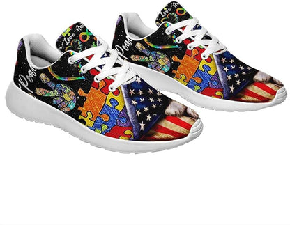 Autism Awareness Peace Love Autism Flag Lightweight Sneakers