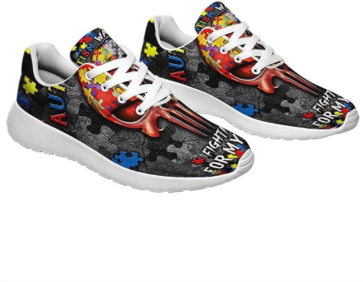 Autism Awareness Autism Warrior Fighting for My Son Lightweight Sneakers