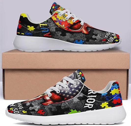 Autism Awareness Autism Warrior Fighting for My Son Lightweight Sneakers