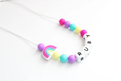 Personalised Rainbow Children's Jewelry, Little Girl Necklace, Little Boy Necklace Child Sensory Autism