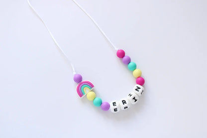 Personalised Rainbow Children's Jewelry, Little Girl Necklace, Little Boy Necklace Child Sensory Autism