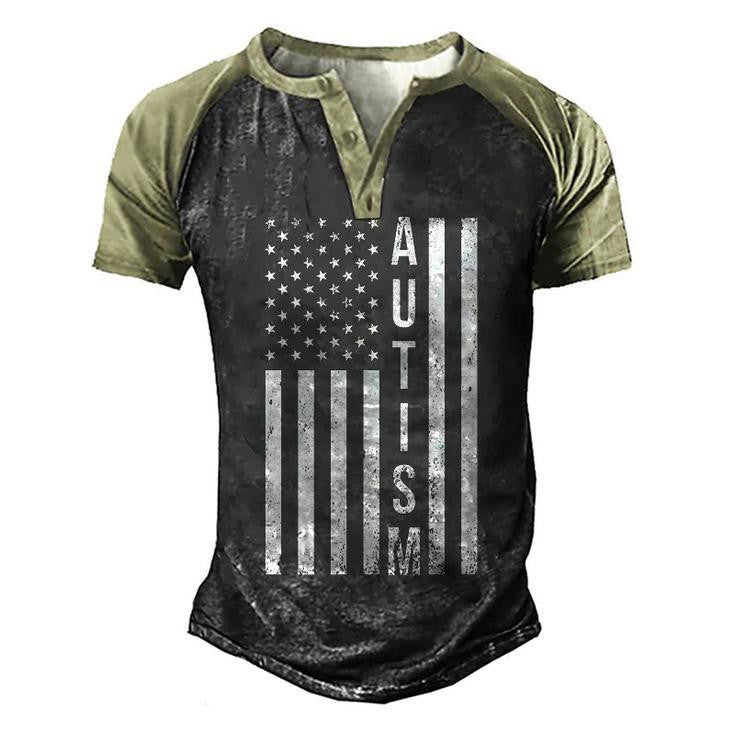 Vintage Autism Flag Graphic Design Printed Casual Daily Basic Men's Henley Shirt Raglan Sleeve 3D Print T-shirt