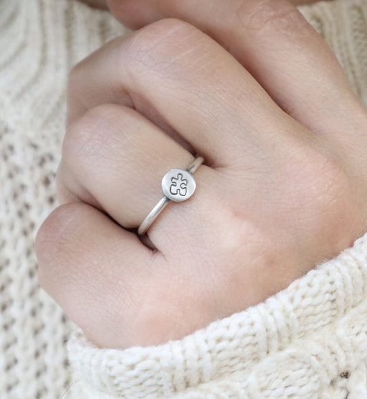 Small Puzzle Ring, Puzzle Piece Ring, Silver, Gold, Rose Gold Finishes, Autism Awareness