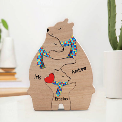 Personalized Autism Bear Family Puzzle