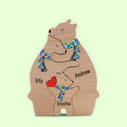 Personalized Autism Bear Family Puzzle