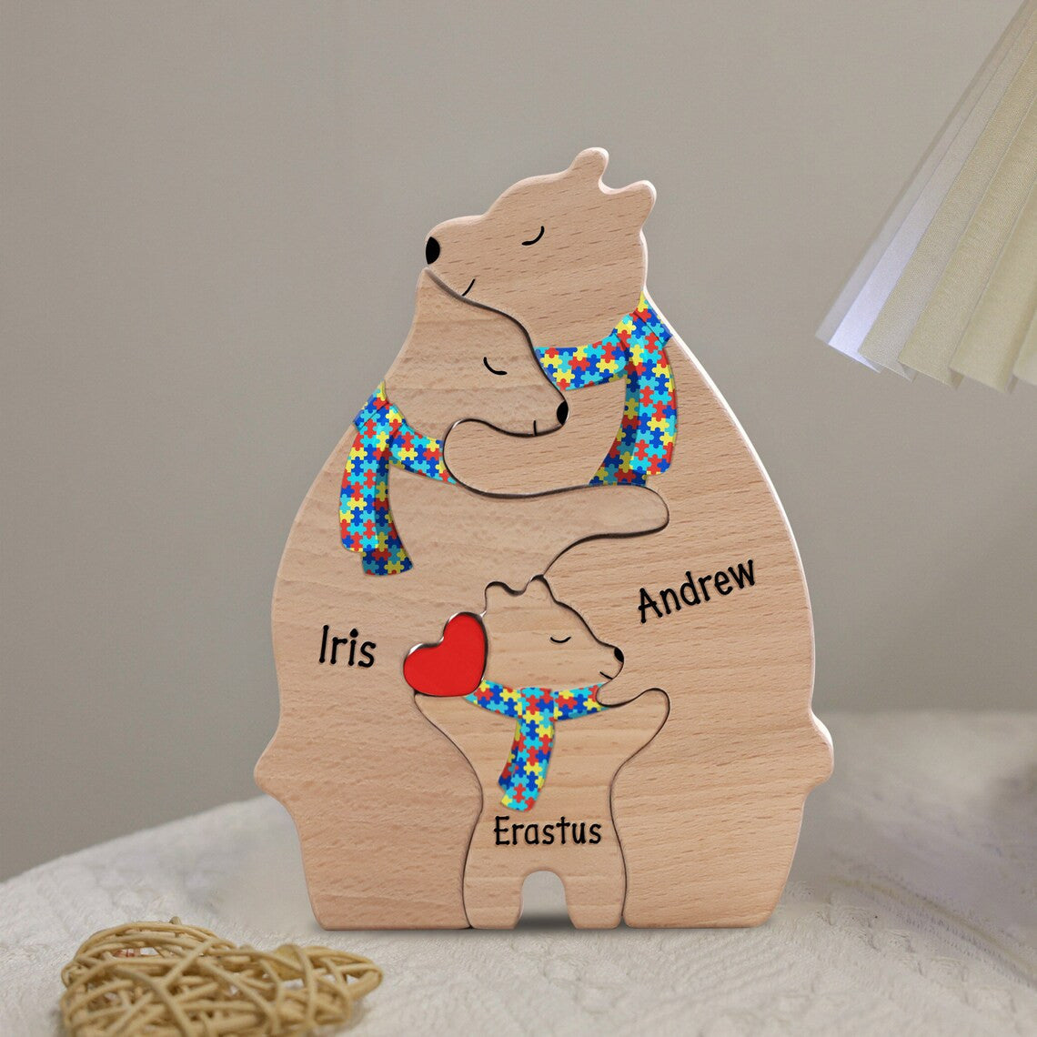 Personalized Autism Bear Family Puzzle