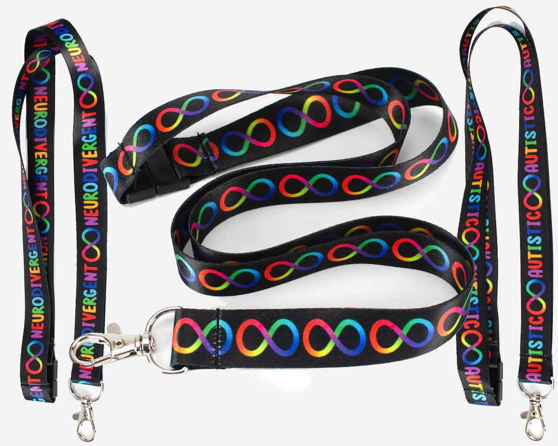 Set 3 Pcs Neurodiversity Infinity Autistic Lanyard - Rainbow Spectrum