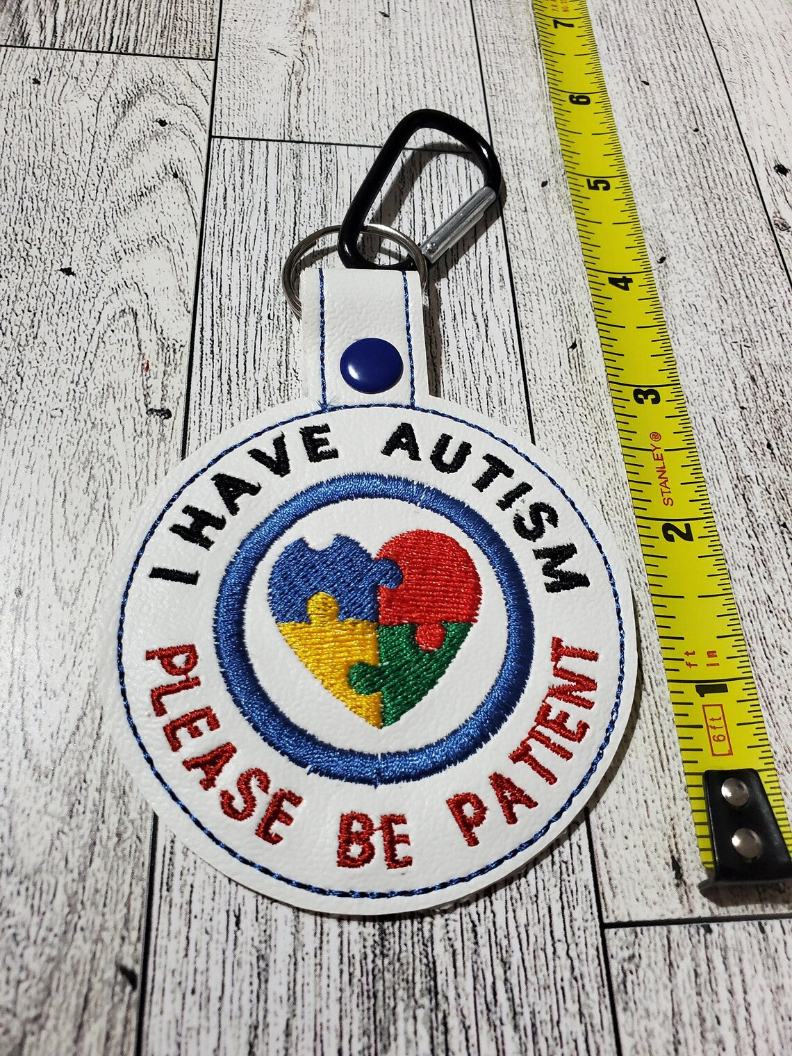 please be patient I have autism badge, gift for autistic child, autism awareness keychain, autism alert for backpack, autism bag tag