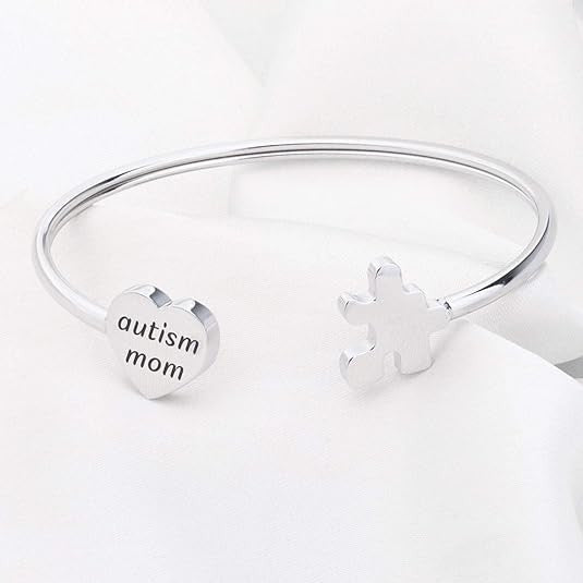 Autism Bracelet Autism Mom Open Cuff Autism Puzzle Piece Gift Autistic Encouragement Gift Autism Awareness Jewelry