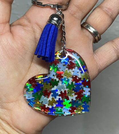 Personalized Autism Awareness Resin Keychain