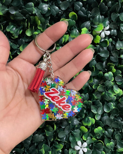 Personalized Autism Awareness Resin Keychain