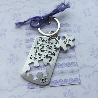 Piece of My Story Keyring, thank you gift, gift for teacher, jigsaw puzzle keyring, autism gift