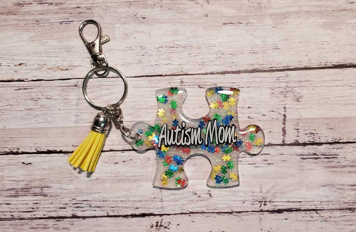 Autism Keychain, Puzzle Piece Keychain, Personalized Keychain, Name Keychain, Gift