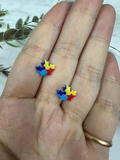 Resin Autism Awareness Maple Leaves Jewelry