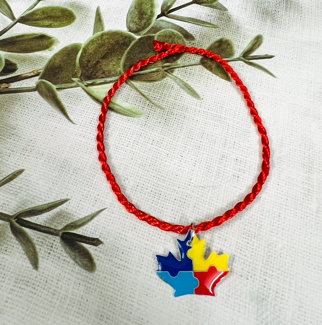 Resin Autism Awareness Maple Leaves Jewelry