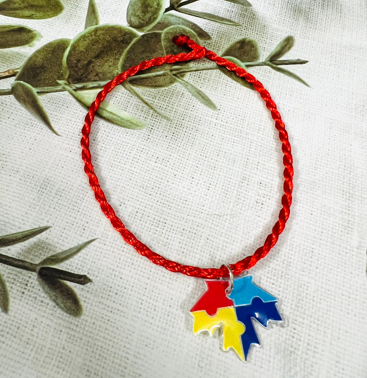 Resin Autism Awareness Maple Leaves Jewelry