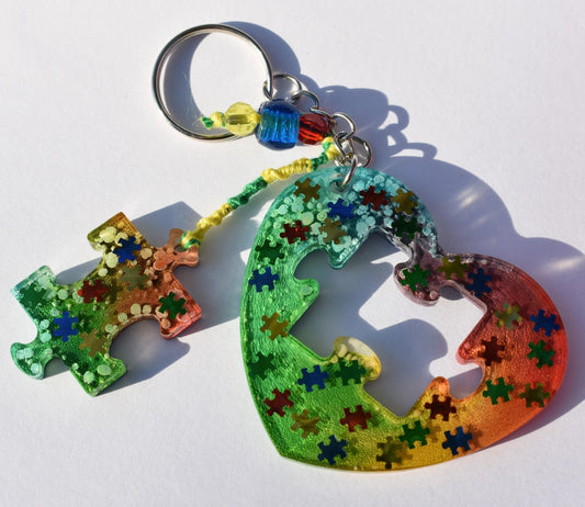 Autism Awareness Puzzle Piece Resin Keychain