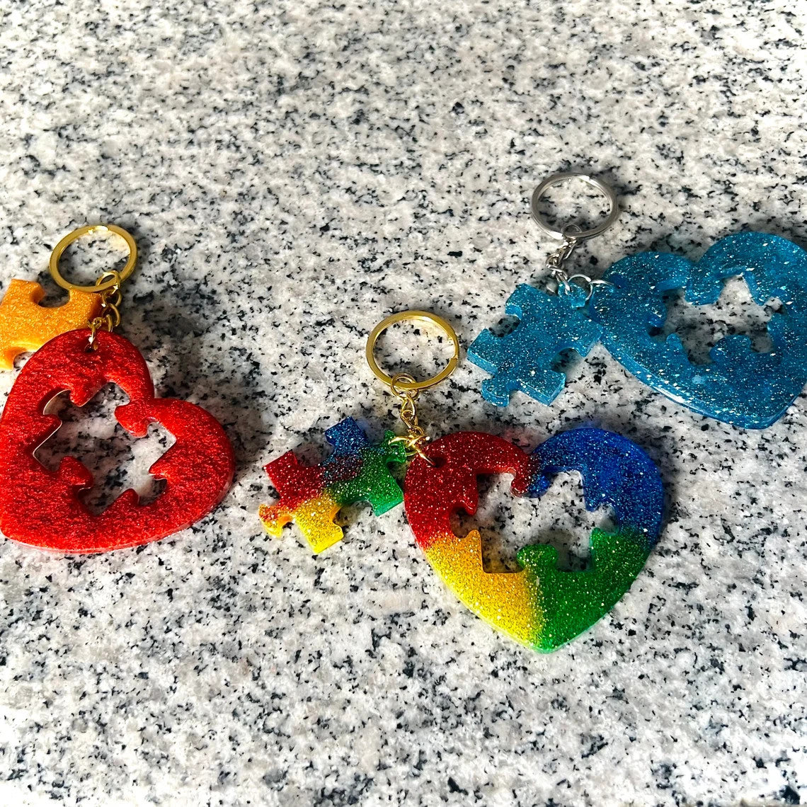 Autism Awareness Resin Keychain, Handmade gifts, Keychains for bags/keys