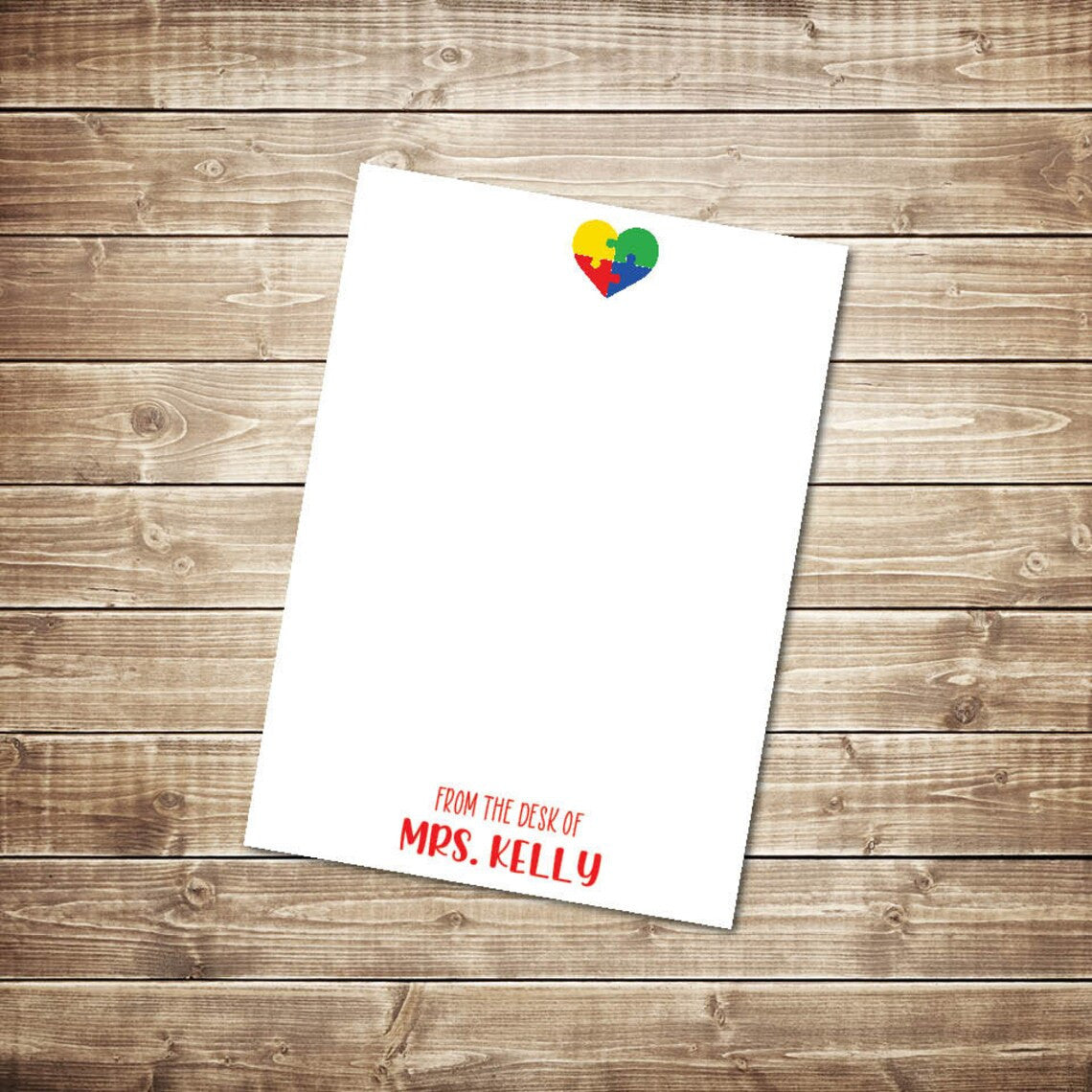 Personalized Autism Teacher Notepad, Teacher Appreciation Gift