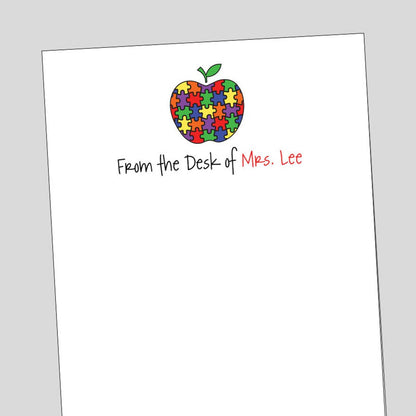 Personalized Autism Teacher Notepad, Teacher Appreciation Gift